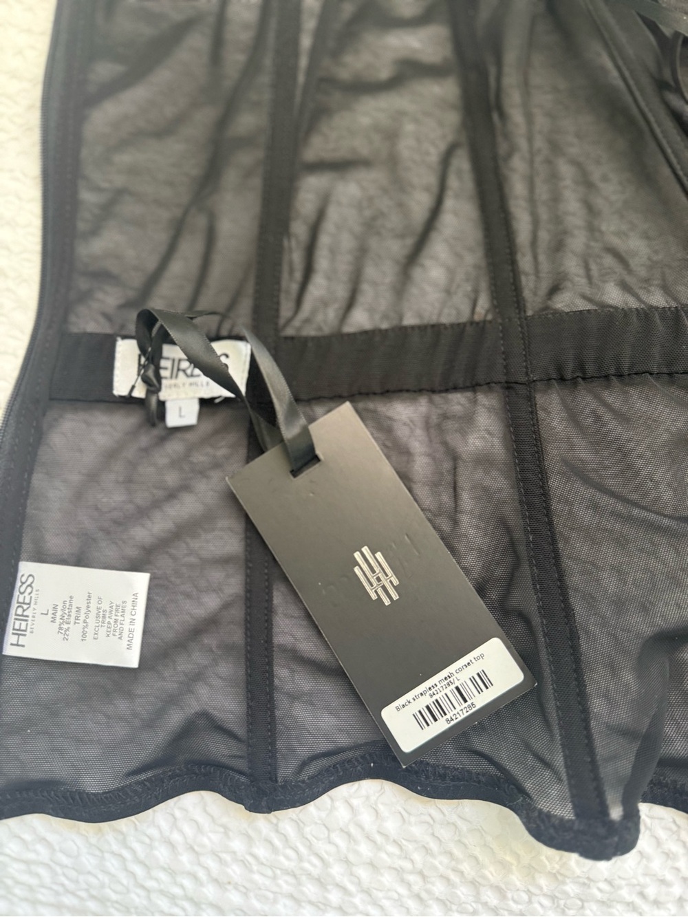 Heiress Black Strapless Mesh Corset Camisole - Picture 4 of 5